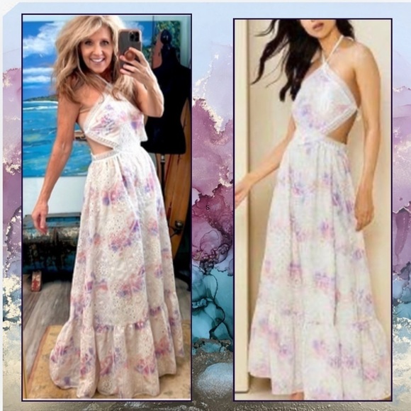 NWT Gianni Bini Delaney Embroidered
Eyelet Halter in Cosmic,Side Cut-Out, Size 6 - Picture 1 of 16